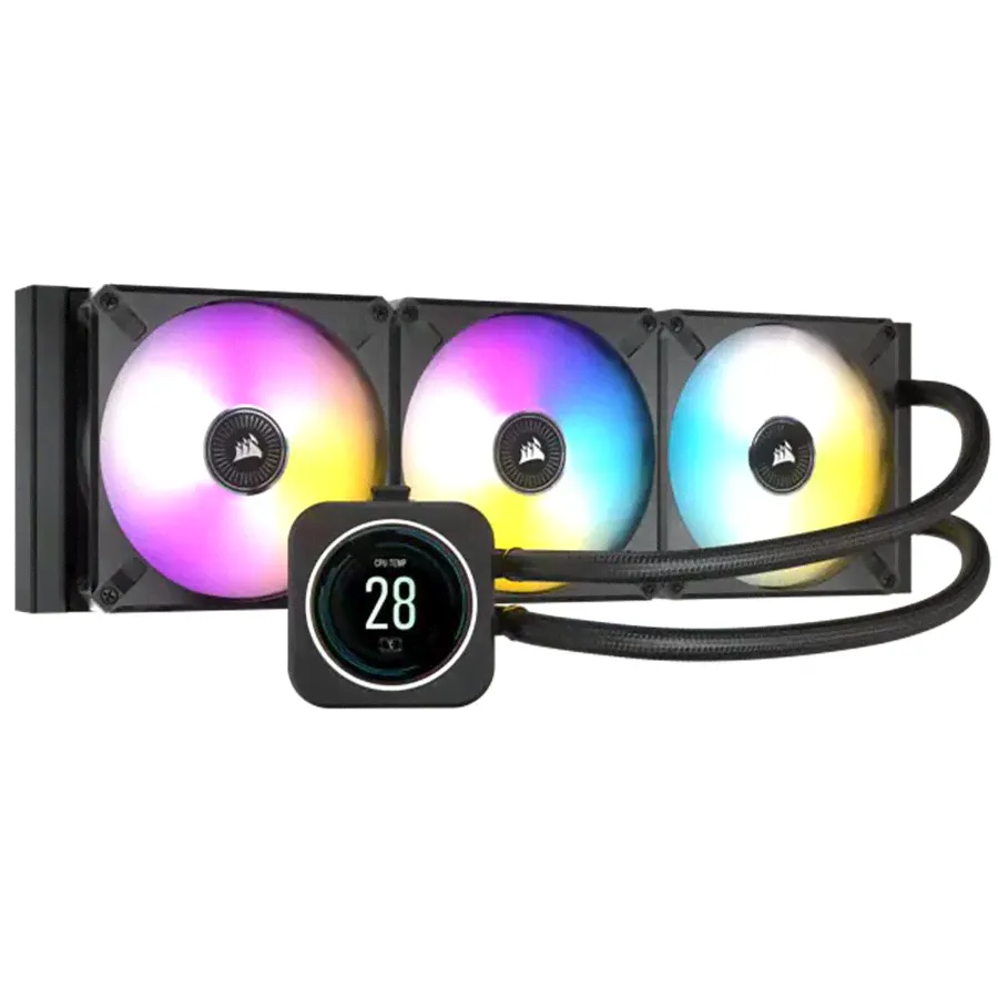 Жидкостное охлаждение ЦП, CORSAIR iCUE H150i ELITE RGB LCD 360 мм (CW-9060062-WW)